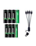 Coast 4xAA + 4xAAA 1,5V USB-C ladattavat paristot – Sertifioitu CarbonNeutral® (CO2-neutraali)
